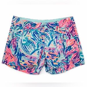 Lilly Pulitzer 2 The Callan Shorts blue pink teal 0472 cotton coastal preppy
